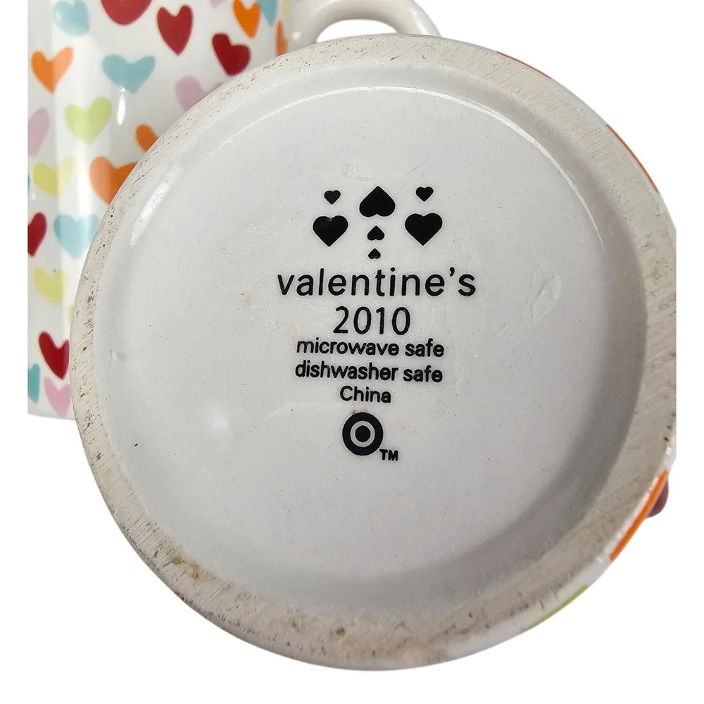 Target Valentine 2010 Heart Mugs Set of 2 Multicolor 3D Heart Rim Accent Ceramic